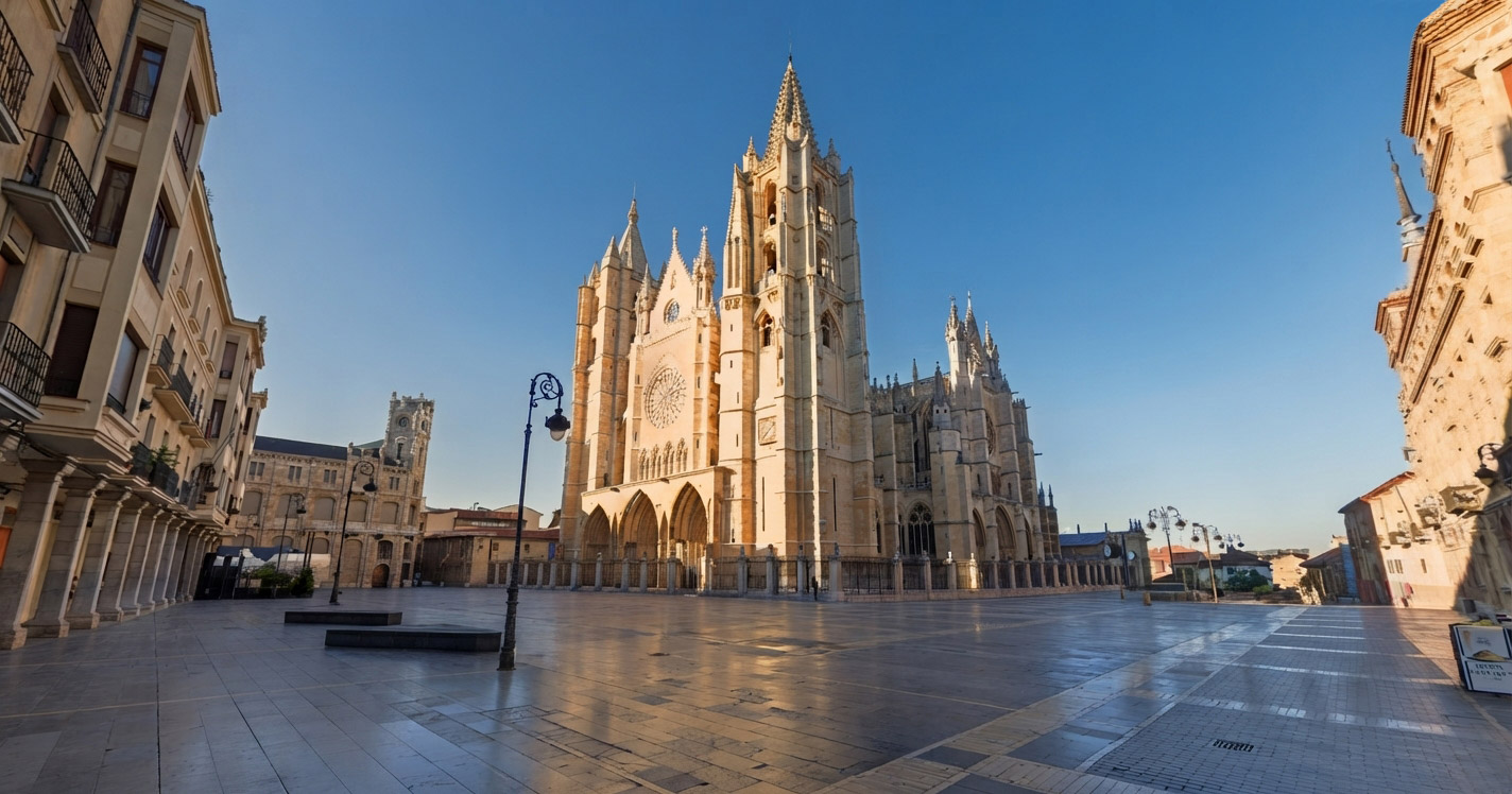 Catedral de León, totalmente despejada.