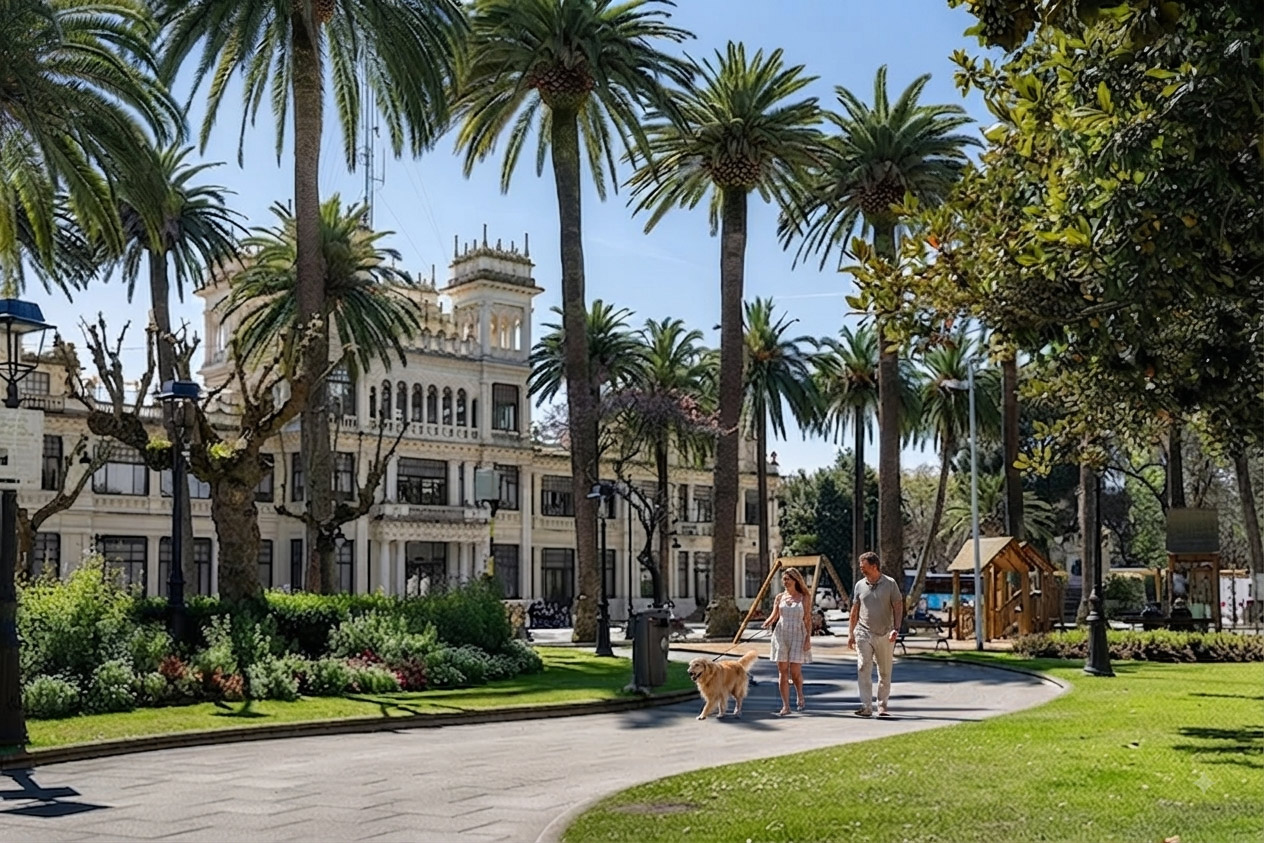 Barrio del Realejo en Granada, casas con abundantes macetas y flores.